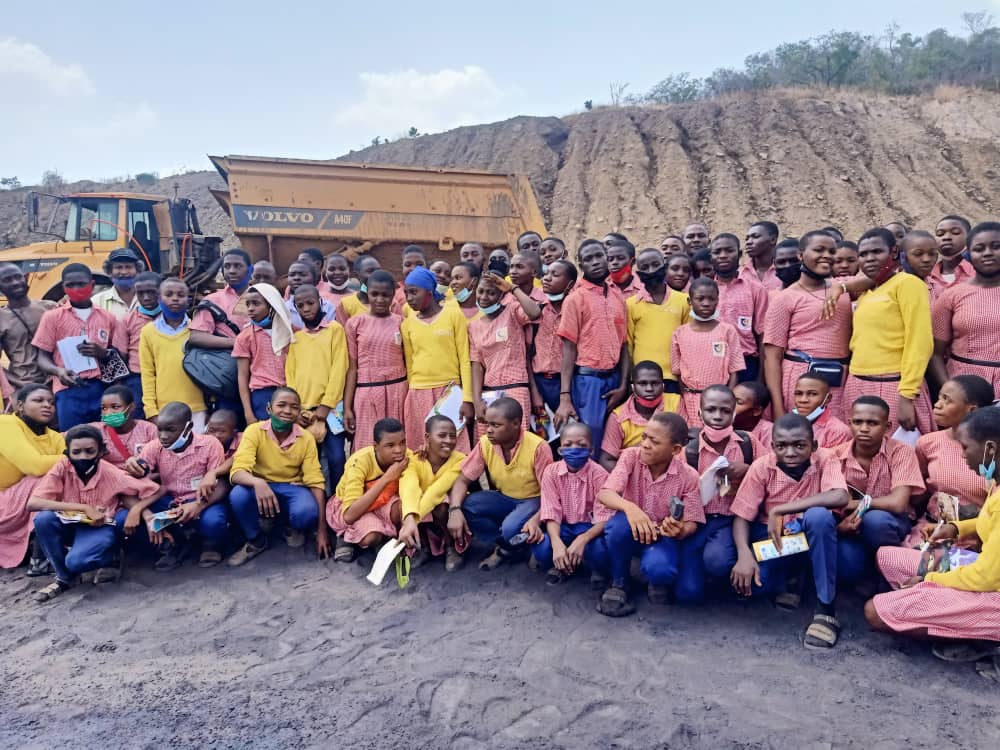 Students at coal mining site